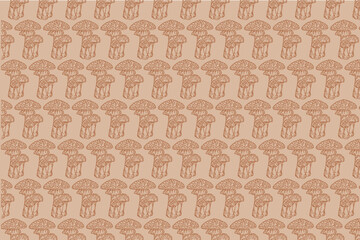 Hand-drawn mushroom pattern. Natural mushroom illustration. Cute mushroom. Line art. Vector graphics.