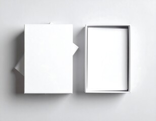 White cardboard boxes on gray background