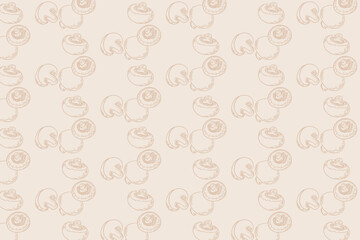 Hand-drawn mushroom pattern. Natural mushroom illustration. Cute mushroom. Line art. Vector graphics.