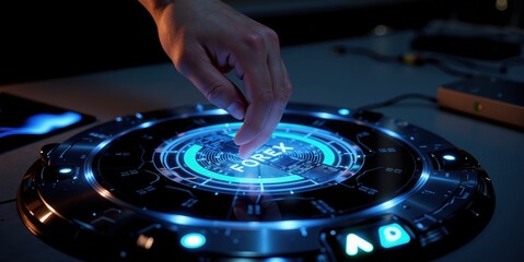 Obraz premium a person touching a digital touch screen