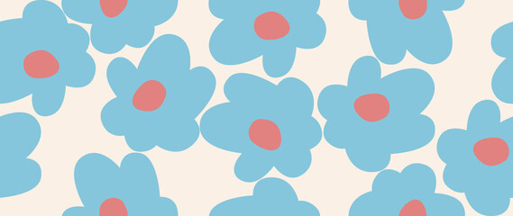 Flat seamless background. Minimalistic abstract pattern of beautiful flowers. Modern black on a light background. Ideal for textile design, screensavers, covers, cards, invitations and posters...