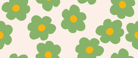 Flat seamless background. Minimalistic abstract pattern of beautiful flowers. Modern black on a light background. Ideal for textile design, screensavers, covers, cards, invitations and posters...