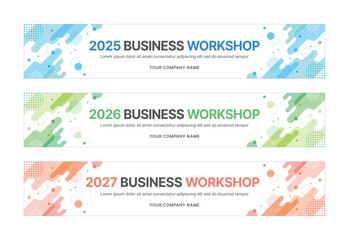 Modern business banner templates with abstract geometric patterns. Perfect for workshops, events, conferences, presentations, or branding projects, combining style and professionalism.