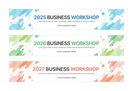 Modern business banner templates with abstract geometric patterns. Perfect for workshops, events, conferences, presentations, or branding projects, combining style and professionalism.