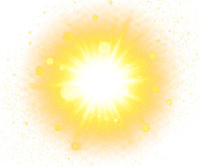 Radiant Burst of Golden Light and Energy Glow 