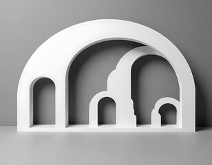 Fototapeta premium White 3D arch sculptures on grey background