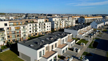 Modern area houses streets townhouse nature city