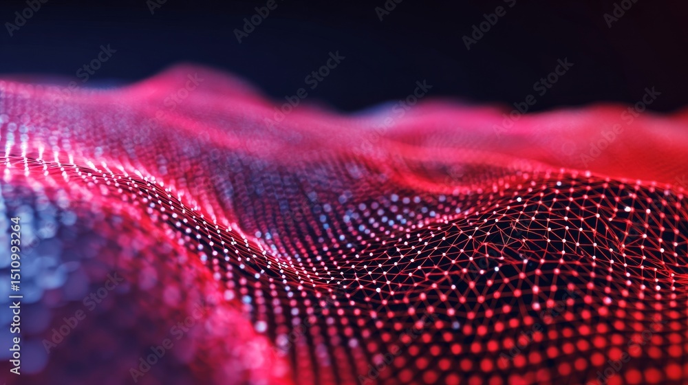 Poster illustration of data technology, featuring an abstract and futuristic background with a wave compose