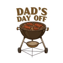 Dad s day off grill with meat isolated on white background