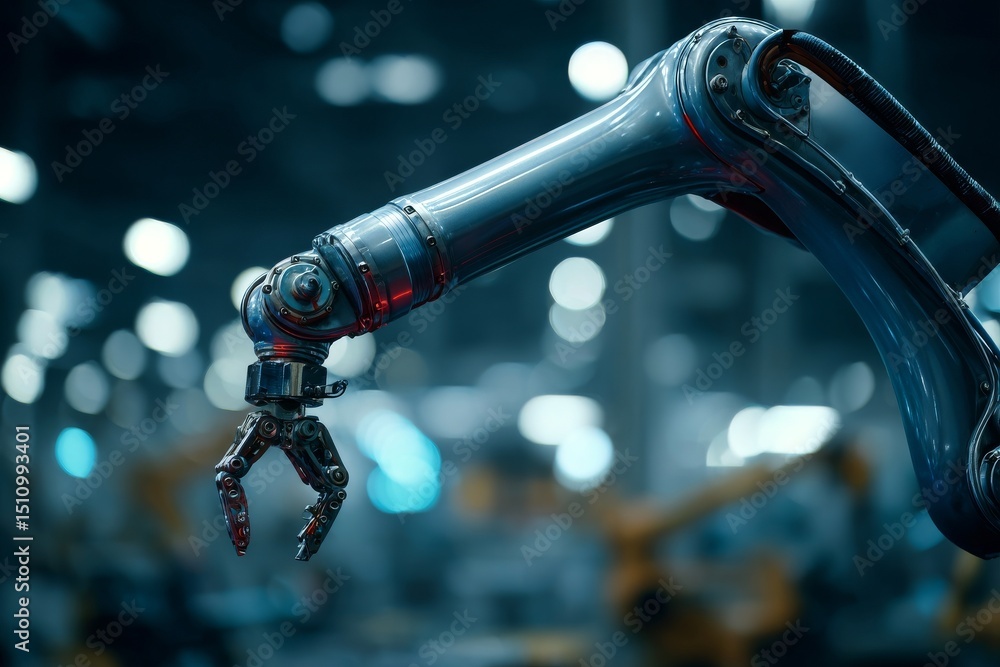 Poster a smart robot with a touch screen tablet and wireless connection is used in robotic artificial autom