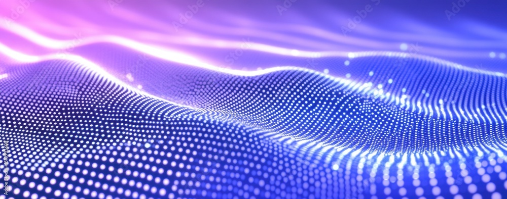 Poster abstract technology background with a blue gradient and white light dots, a digital network concept 