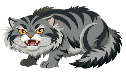 Obraz premium Aggressive gray tabby cat cartoon illustration