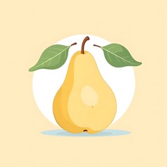 Halved pear illustration with leaves design