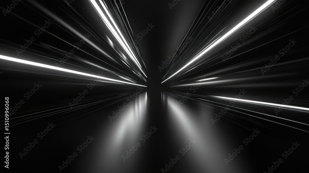 Poster dynamic light trails: rapid motion over a dark surface in abstract background