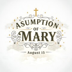 Assumption of mary august 15 isolated on white background