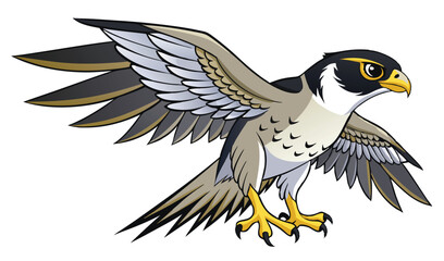 Obraz premium Cartoon peregrine falcon bird of prey illustration