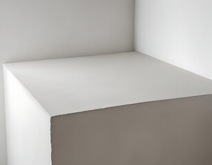 Fototapeta premium White minimalist geometric cube in empty corner