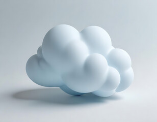 Blue cloud and white fluffy clouds on grey background 3D illustration