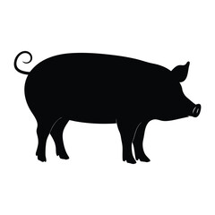 Fototapeta premium Farm Pig Silhouette Vector – Simple Animal Graphic