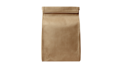 Brown paper bag packaging mockup with transparent background, presenting clean design mockup for product branding and graphic presentation