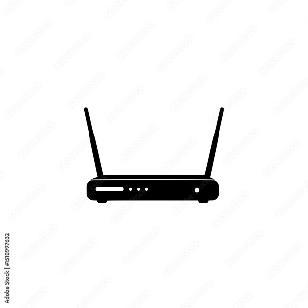 Poster illustration of a wireless router wifi connection internet network device technology communication s
