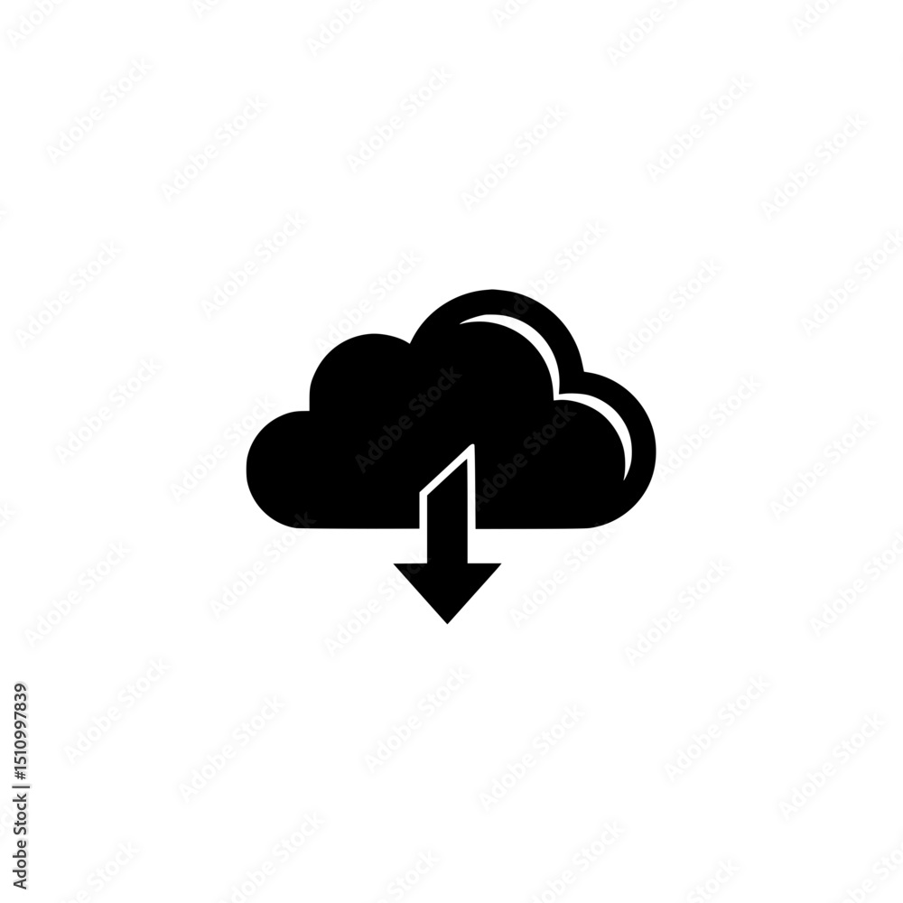 Poster cloud download icon vector illustration symbol for storage data computing network technology and int