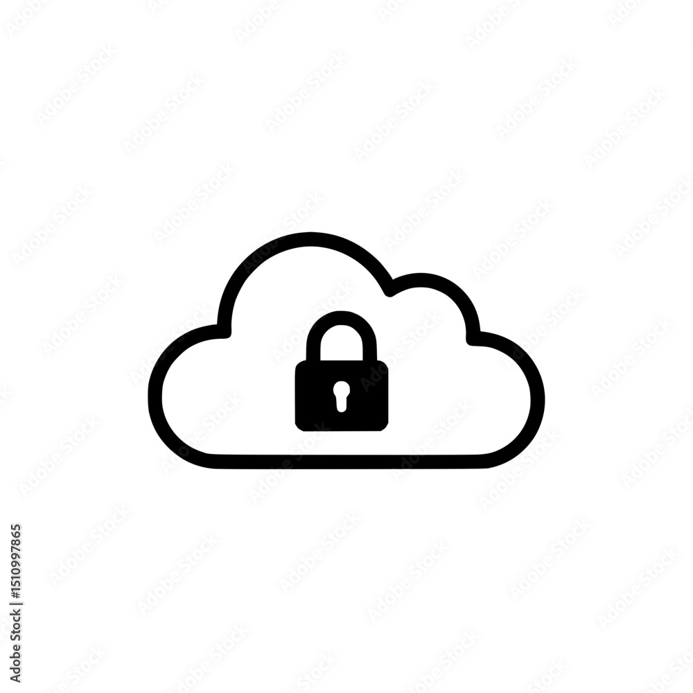 Poster cloud security data protection network safety system server information technology lock secure compu
