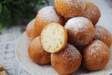 Quarkbelllchen, traditional German dessert made of cotton cheese and dough