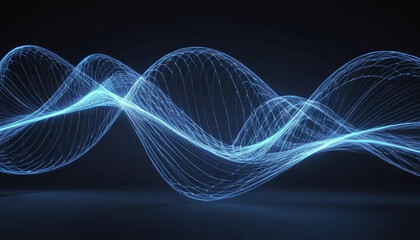 Abstract brainwave pulses rendered as spiraling lights and 3D curves, interactive data simulation