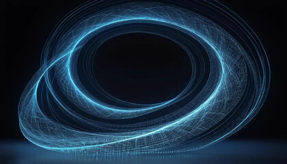 Abstract brainwave pulses rendered as spiraling lights and 3D curves, interactive data simulation