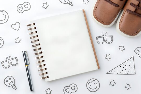 Doodles of dads favorite items for Fathers Day celebration on a white background