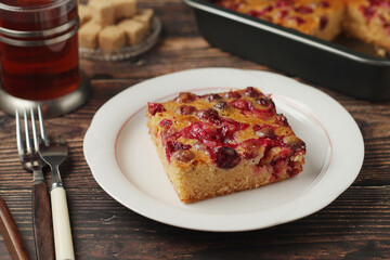 A cranberry pie, freshly backed and ready to be served