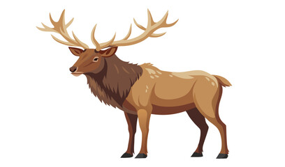 Fototapeta premium Majestic elk with large antlers standing profile