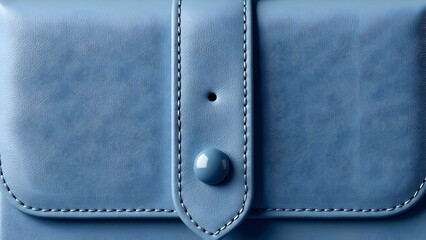 Minimalist Close-up of Blue Leather with Glossy Button and Precise  Stitching &ndash; Elegant Texture Background Ideal for Fashion, Accessories, and Luxury Design Concepts.