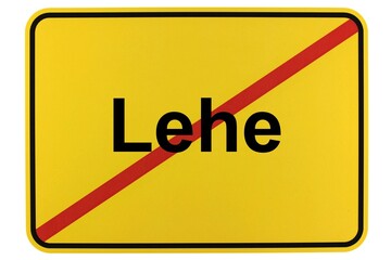 Illustration eines Ortsschildes der Gemeinde Lehe in Niedersachsen