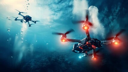 Drones navigate through ocean depths capturing the beauty of marine ecosystems and underwater habitats in high definition