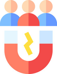Magnet attracting new customers to business in modern office, symbolizing lead generation and customer acquisition, representing growth and success.