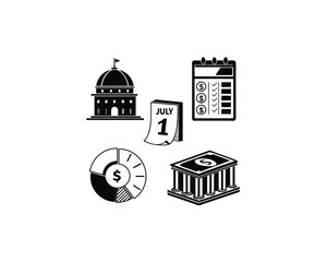 Naklejka premium Government Finance Icons Budget Planning July 1st
