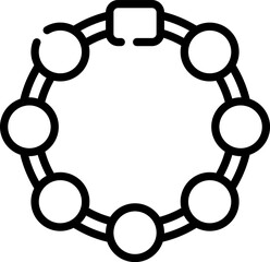 Connected circles representing network nodes forming a chain, symbolizing connectivity and data flow in a modern technological system.