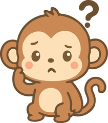 Confused Monkey with Question Mark Vector