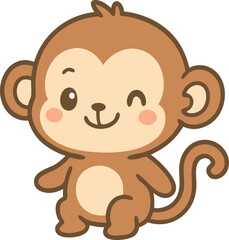 Happy Monkey Smiling and winking Vector