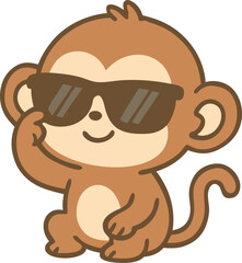 Cute Monkey Wearing Sunglasses Vector
