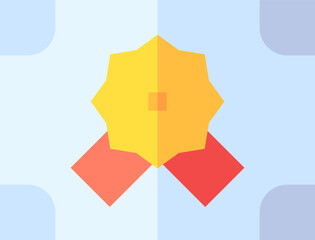 Golden badge represents achievement and recognition, symbolizing success and accomplishment in a simple, clean style, perfect for awards and honors, conveying a sense of prestige.