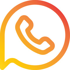 Orange telephone receiver inside circle represents communication on white backdrop, symbolizing connection and modern technology.
