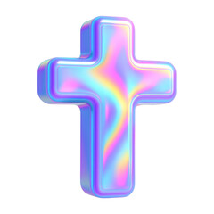Obraz premium PNG Holographic 3D cross illustration