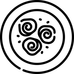 Dumplings sit in a bowl on a table, a simple meal depicted in a minimalist style, creating a clean and modern aesthetic.