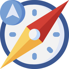Compass points north indicating direction and guidance for navigation on a journey, symbolizing exploration and discovery.