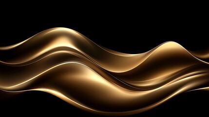 Abstract gold waves on black background (3)