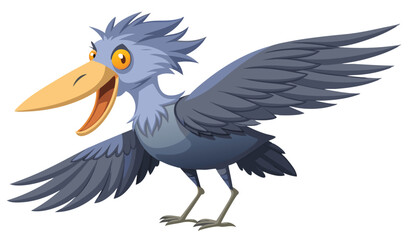 Obraz premium Happy cartoon bird with open wings illustration