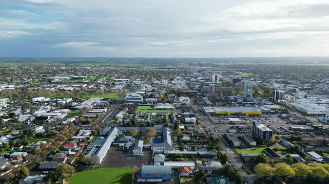 Overhead View of Palmerston North City Center and Surroundings, New Zealand